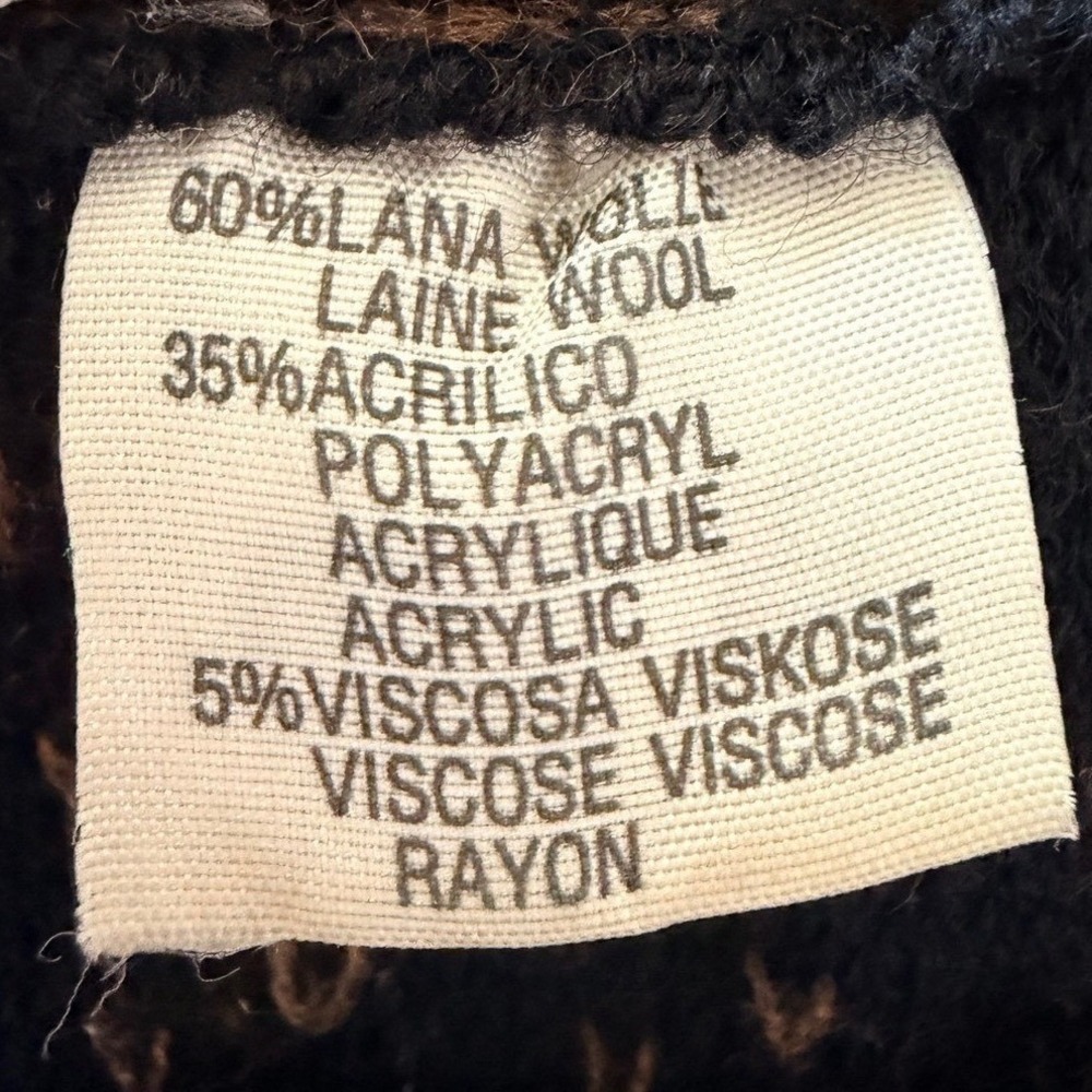 Vintage Carlo Lana Italian Grandpa Sweater Brown Knit Intarsia SZ L Italy Sz 50 - Picture 5 of 7